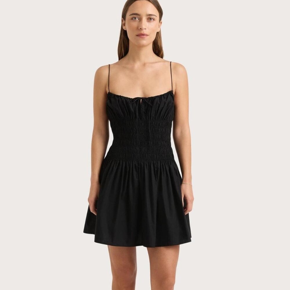 Faithfull the Brand black mini dress with adjustable straps